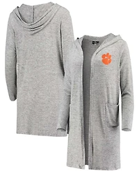 Women's Heathered Gray Clemson Tigers Cuddle Soft Duster Cardigan