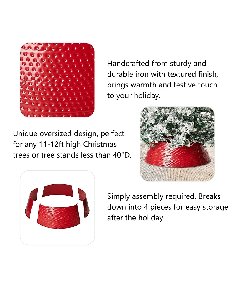 Glitzhome Christmas Red Hammer-Harden Metal Tree Collar Kd, 40.5"