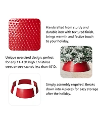 Glitzhome Christmas Red Hammer-Harden Metal Tree Collar Kd, 40.5"