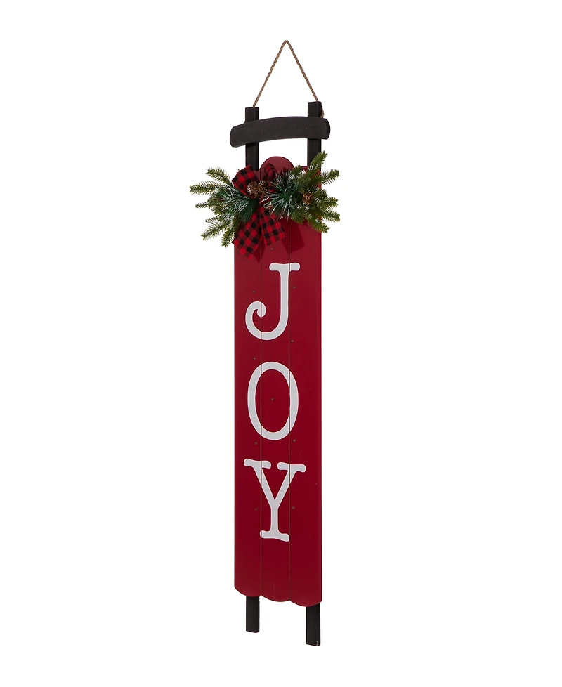 Glitzhome Lighted Wooden Sleigh Joy Porch Sign, 40"