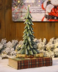 Glitzhome Resin Christmas Table Tree Decor, 14.75"