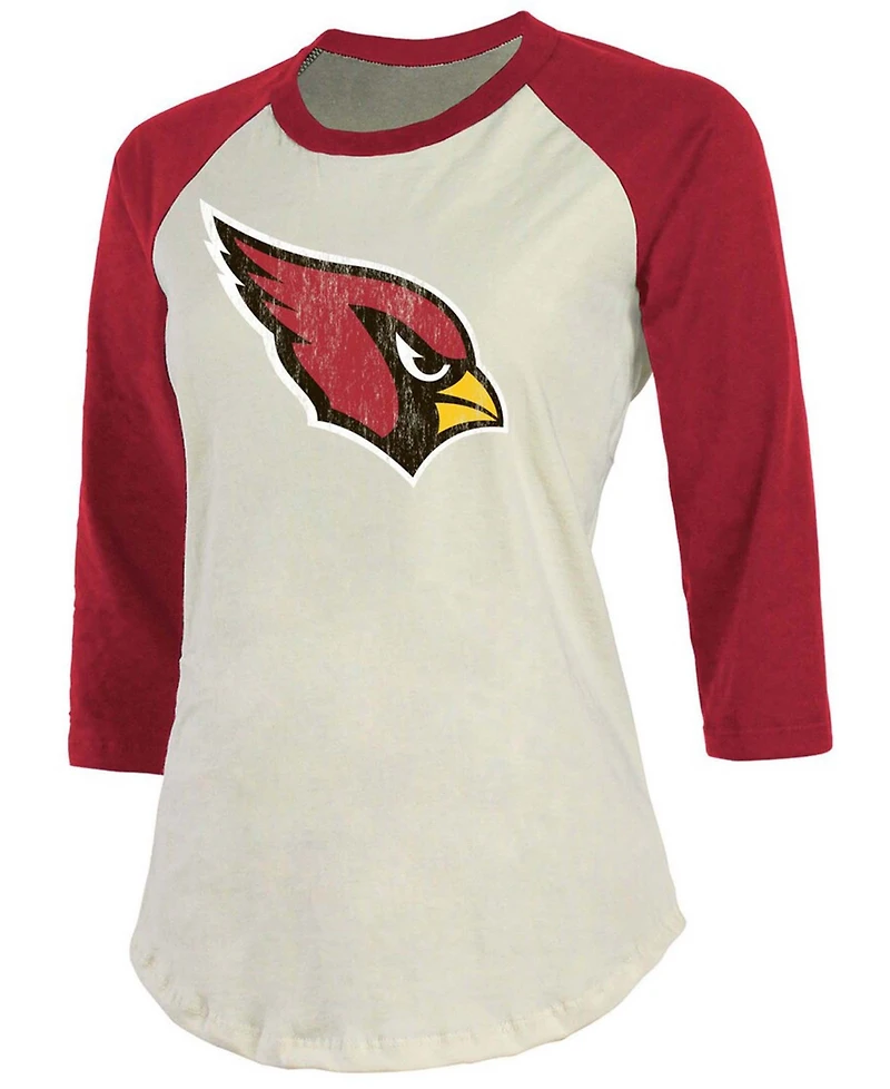 Women's Kyler Murray Cream, Cardinal Arizona Cardinals Player Raglan Name Number 3/4 Sleeve T-shirt