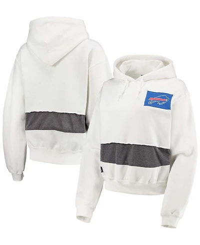 Women's White Buffalo Bills Crop Pullover Hoodie