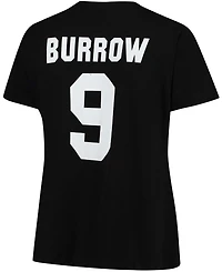 Women's Plus Joe Burrow Black Cincinnati Bengals Fair Catch Name Number V-Neck T-shirt