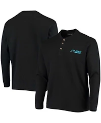 Men's Black Carolina Panthers Maverick Thermal Henley Long Sleeve T-shirt