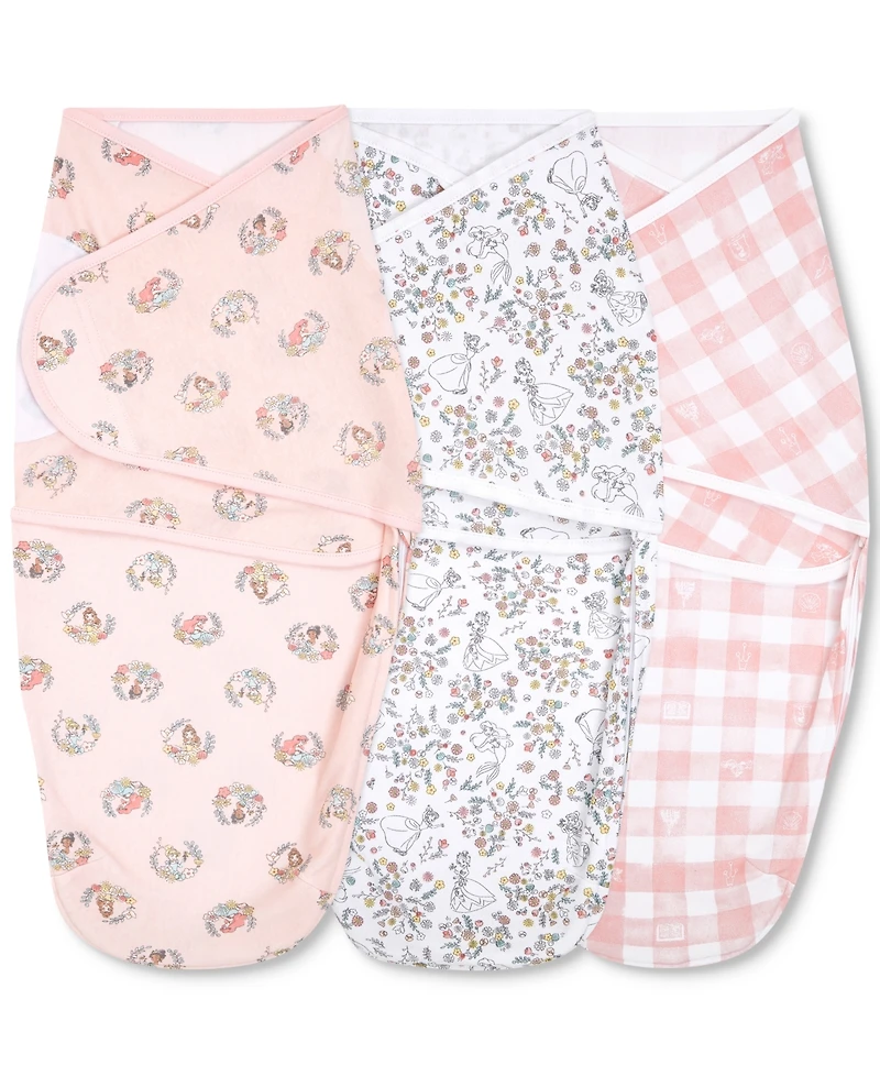 Baby Girls Disney Princesses Wrap Swaddles, Pack of 3
