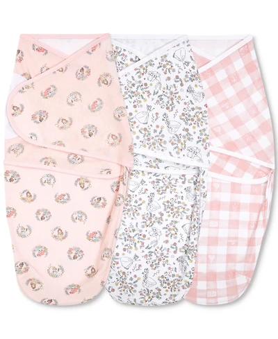 Baby Girls Disney Princesses Wrap Swaddles, Pack of 3