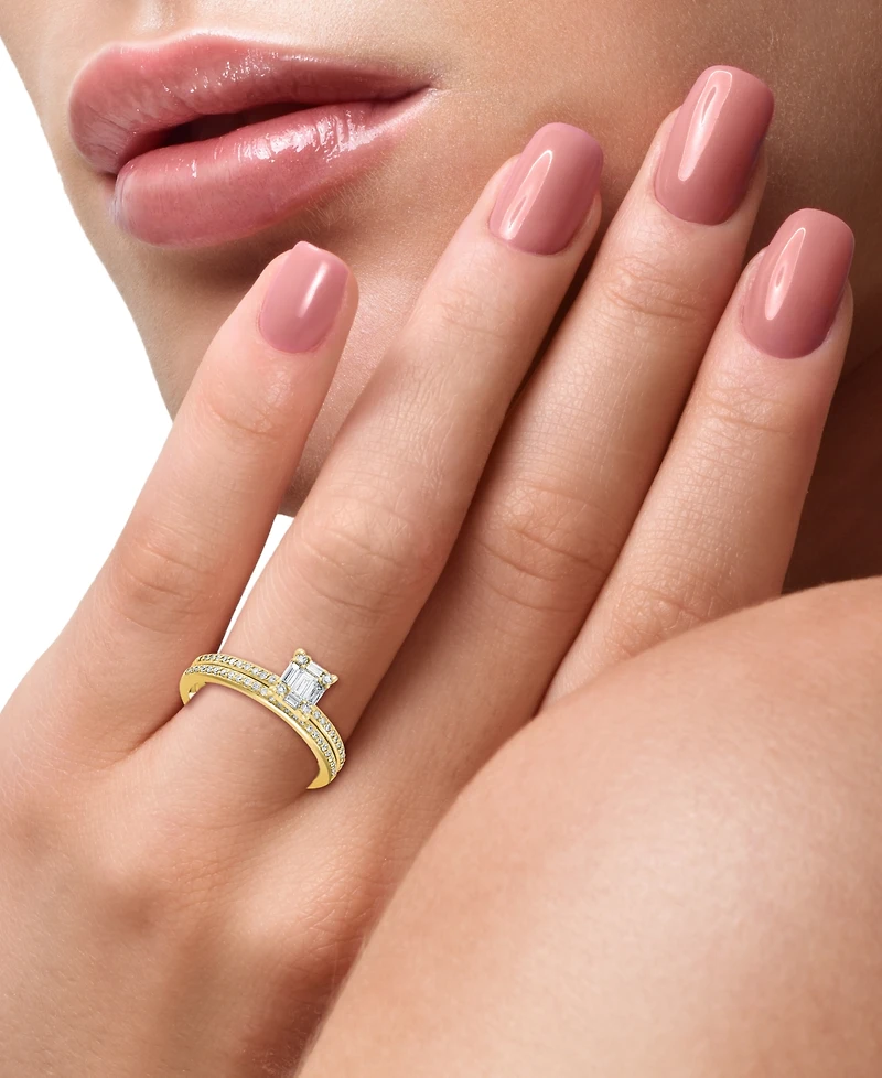 Effy Diamond Baguette Cluster Bridal Set (3/8 ct. t.w.) 14k White or Yellow Gold
