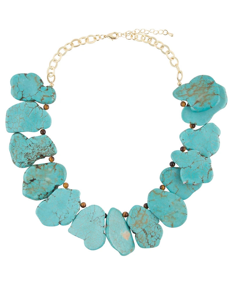 Barse Women's Boulder Genuine Stone Statement Necklace