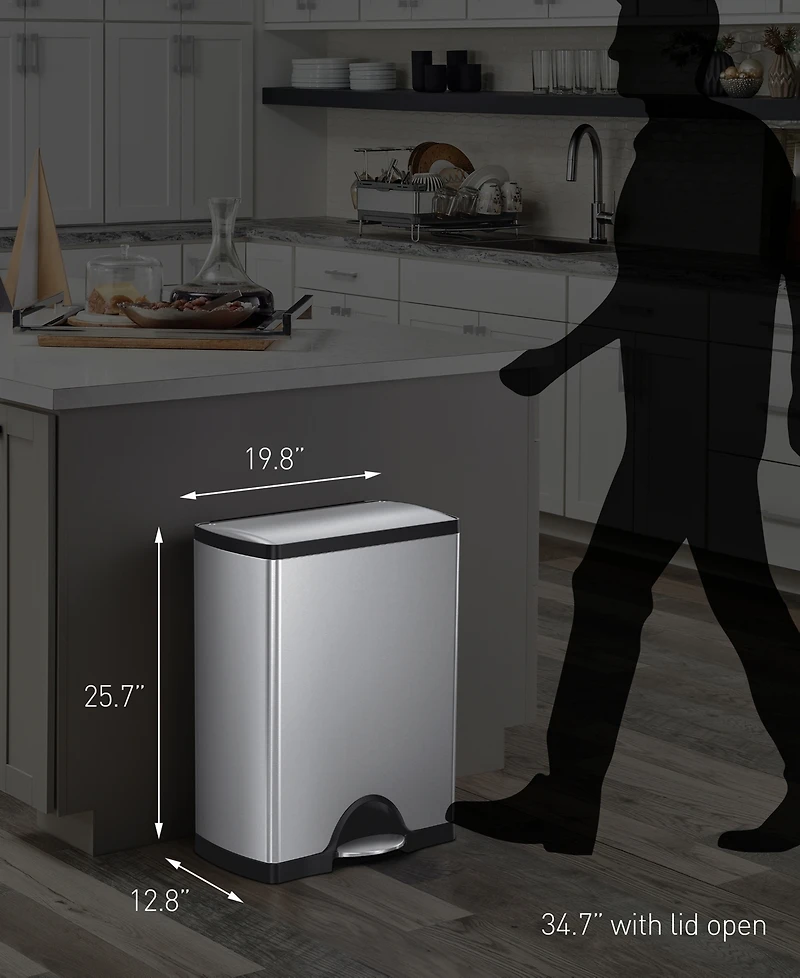 simplehuman 46 Liter Classic Recycling Kitchen Trash Can