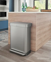 simplehuman 55 Liter Rectangular Kitchen Trash Can with Liner Pocket
