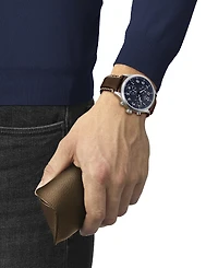 Tissot Men's Swiss Chronograph Xl Vintage Brown Leather Strap Watch 45mm