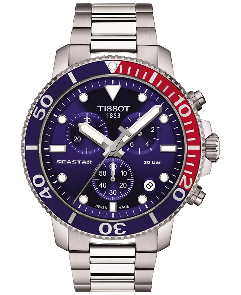 Tissot Men's Swiss Chronograph Seastar 1000 Stainless Steel Bracelet Watch 46mm