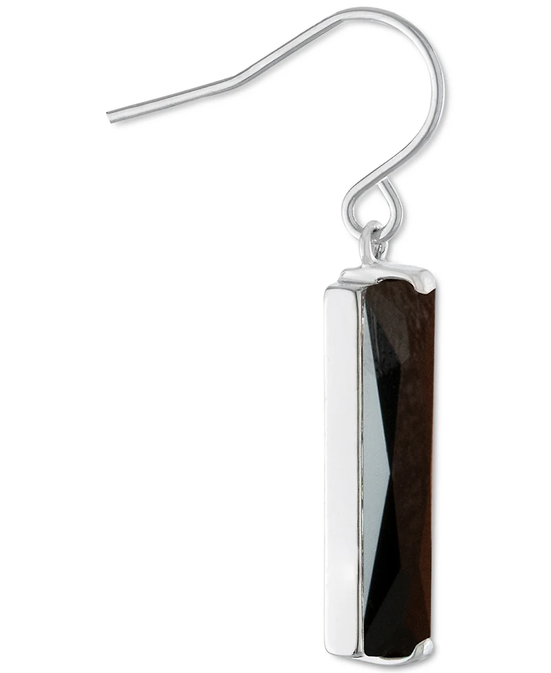 Color Crystal Rectangle Drop Earrings Sterling Silver