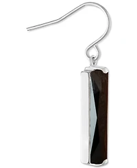 Color Crystal Rectangle Drop Earrings Sterling Silver