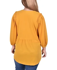 Ny Collection Plus 3/4 Sleeve Knit Gauze Top