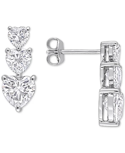 Lab-Grown Moissanite Graduated Heart Stud Earrings (3-1/2 ct. t.w.) in Sterling Silver