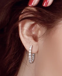 Lab-Grown Moissanite In & Out Small Hoop Earrings (3 ct. t.w.) in Sterling Silver, 1"
