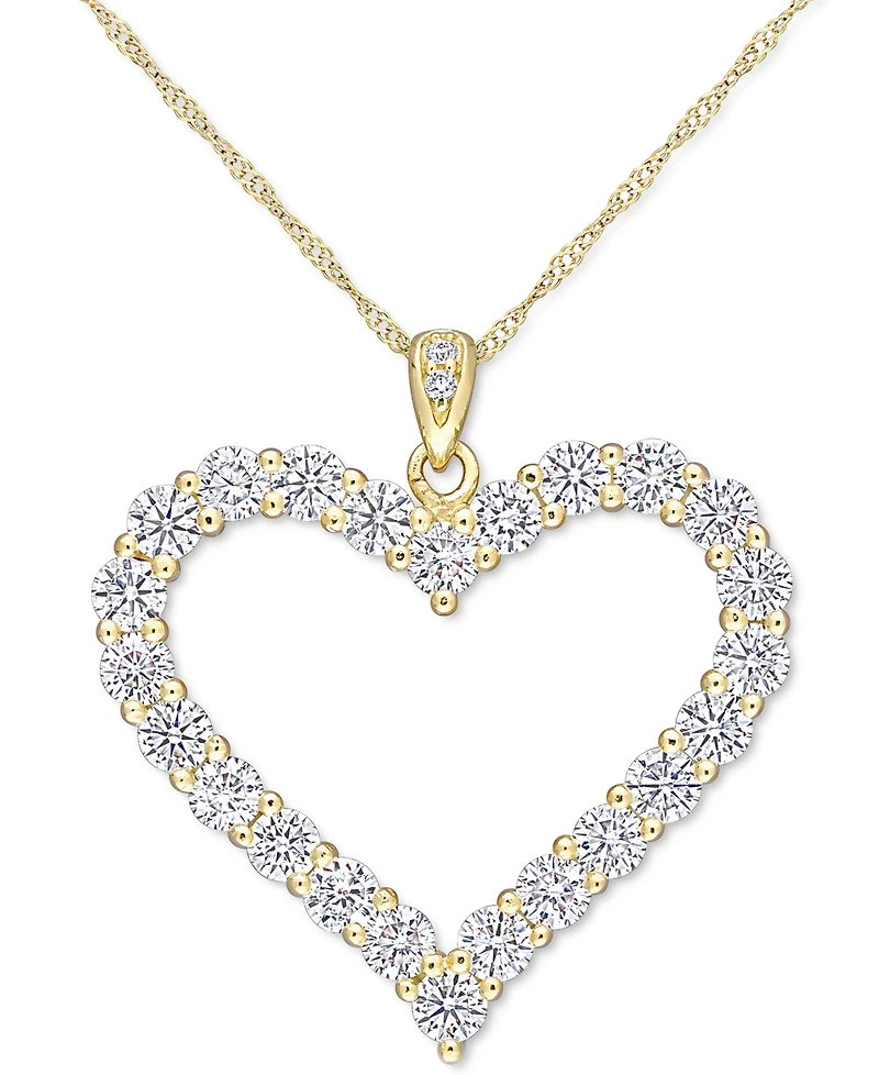 Lab-Grown Moissanite Heart 18" Pendant Necklace (2-2/5 ct. t.w.) in 18k Gold-Plated Sterling Silver