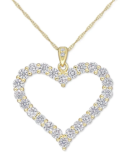 Lab-Grown Moissanite Heart 18" Pendant Necklace (2-2/5 ct. t.w.) in 18k Gold-Plated Sterling Silver