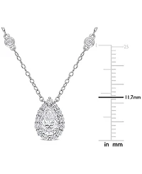 Lab-Grown Moissanite Teardrop Halo 18" Pendant Necklace (1-1/2 ct. t.w.) in Sterling Silver