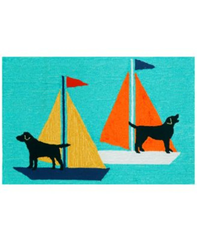 Liora Manne Front Porch Indoor Outdoor Sailing Dogs Area Rug