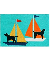 Liora Manne Front Porch Indoor Outdoor Sailing Dogs Area Rug