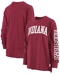 Pressbox Women's Heathered Crimson Indiana Hoosiers Two-Hit Canyon Long Sleeve T-Shirt