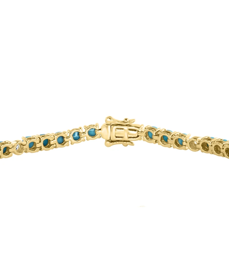 Effy Turquoise & Diamond (1/3 ct. t.w.) Tennis Bracelet in 14k Gold