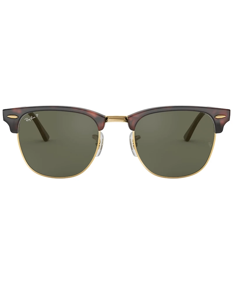 Ray-Ban Unisex Polarized Low Bridge Fit Sunglasses, RB3016F Clubmaster Classic 55