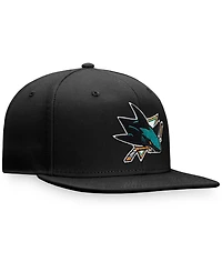 Men's Black San Jose Sharks Core Primary Logo Snapback Adjustable Hat