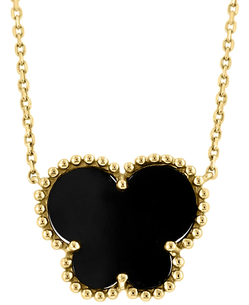 Effy Onyx Butterfly Silhouette 18" Pendant Necklace in 14k Gold