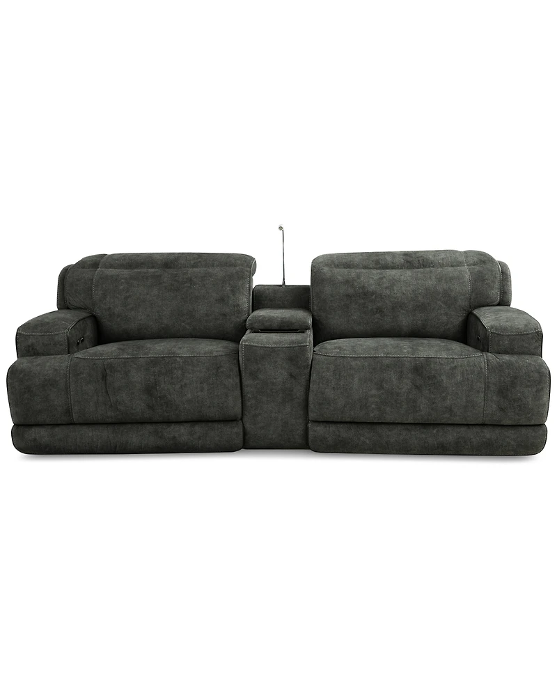 Sebaston 3-Pc. Fabric Sofa with 2 Power Motion Recliners and 1 Usb Console, Created for Macy's