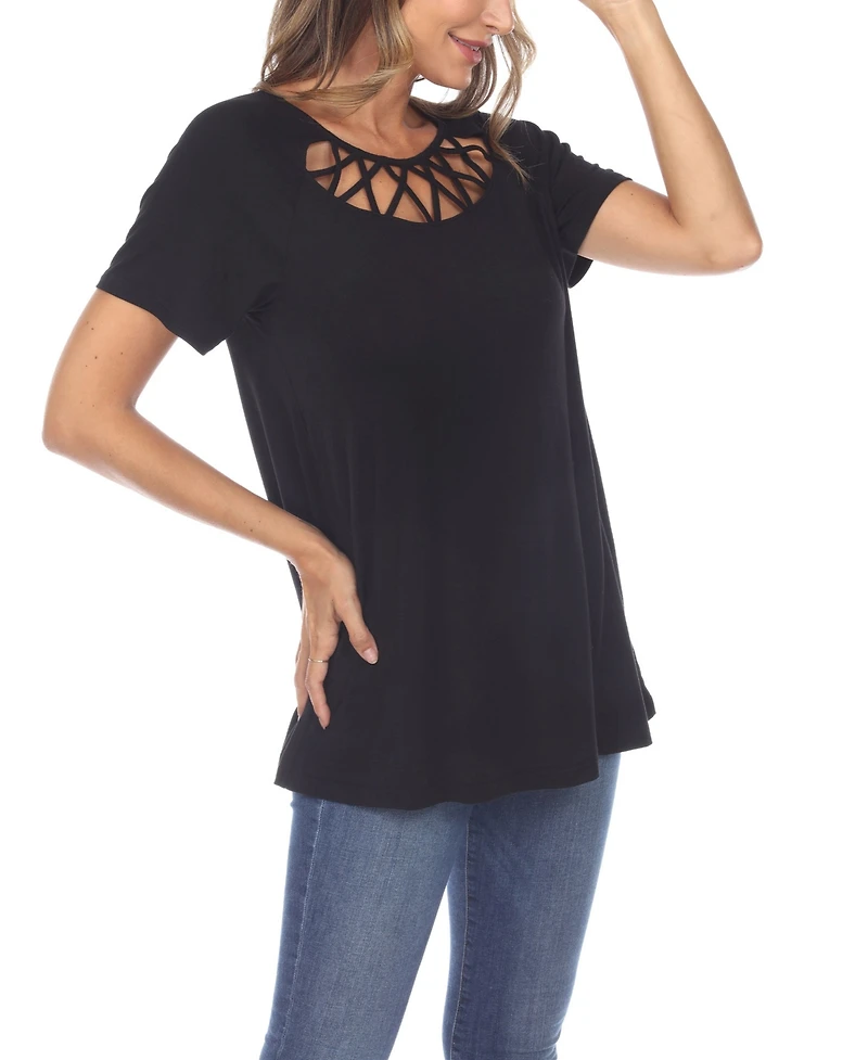 Women's Crisscross Cutout Short Sleeve Top