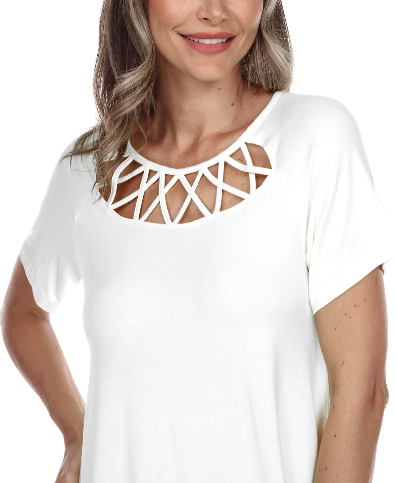 Women's Crisscross Cutout Short Sleeve Top