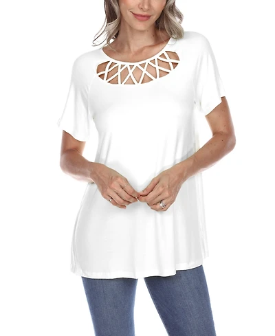 Women's Crisscross Cutout Short Sleeve Top