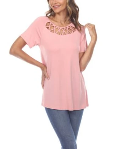 Womens Crisscross Cutout Short Sleeve Top