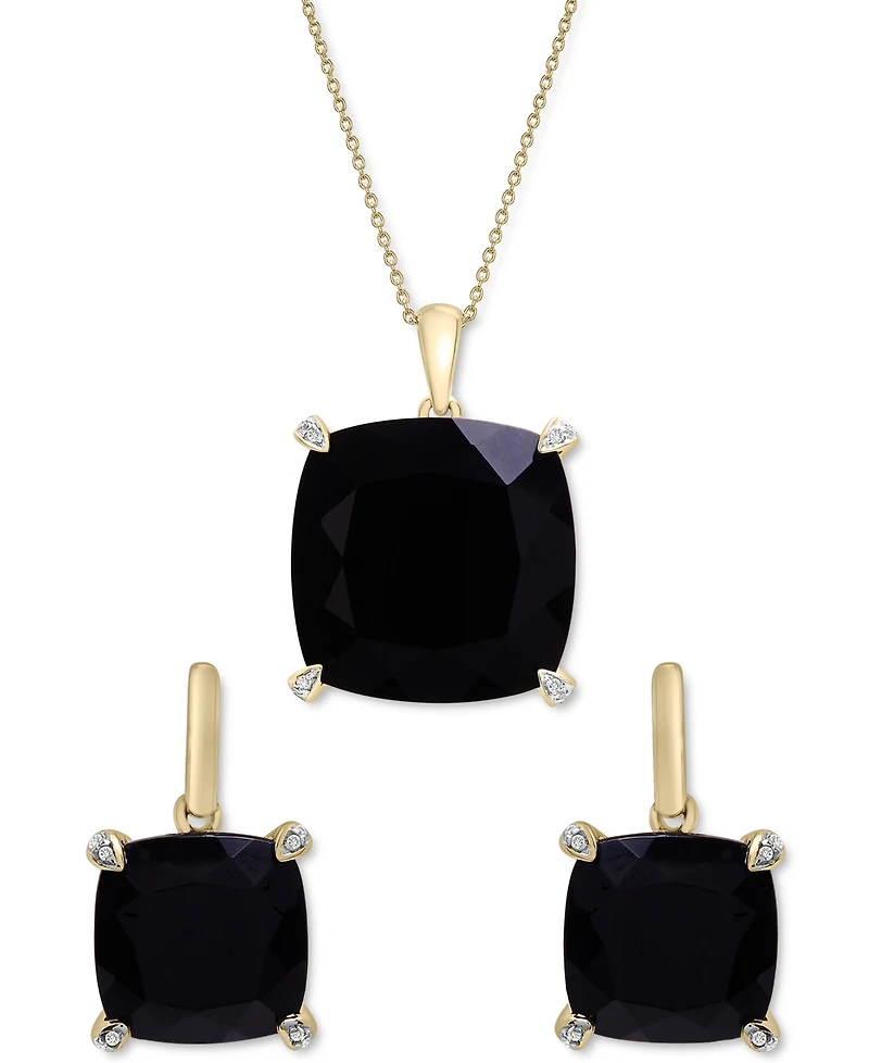 Onyx & Diamond Accent Drop Earrings in 14k Gold-Plated Sterling Silver