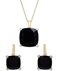 Onyx & Diamond Accent Drop Earrings in 14k Gold-Plated Sterling Silver