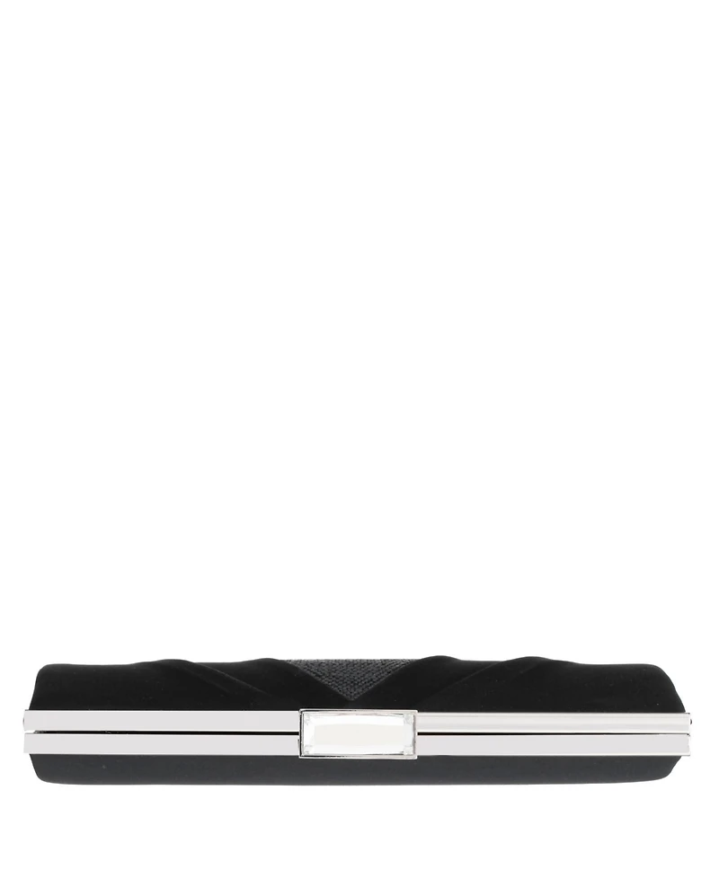 Women's Pleated Stain Crystal Frame Clutch