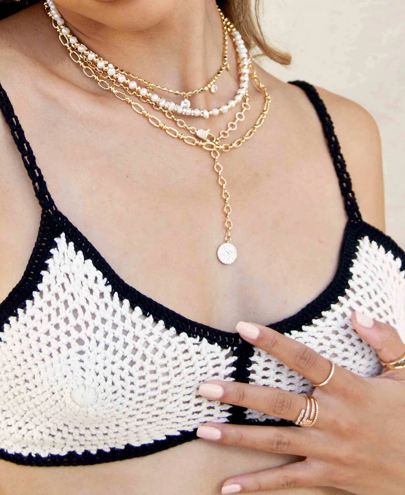 Ettika Beaded Freshwater Pearl Chain Necklace Set