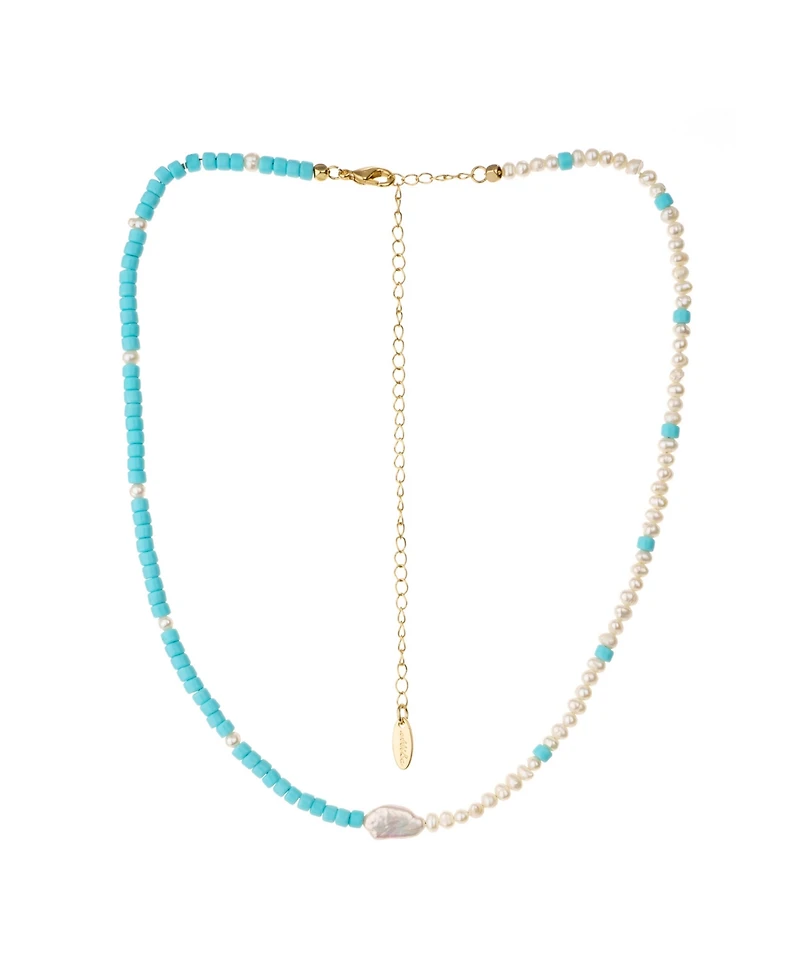 Ettika Easy Beach Day Turquoise And Pearl Necklace