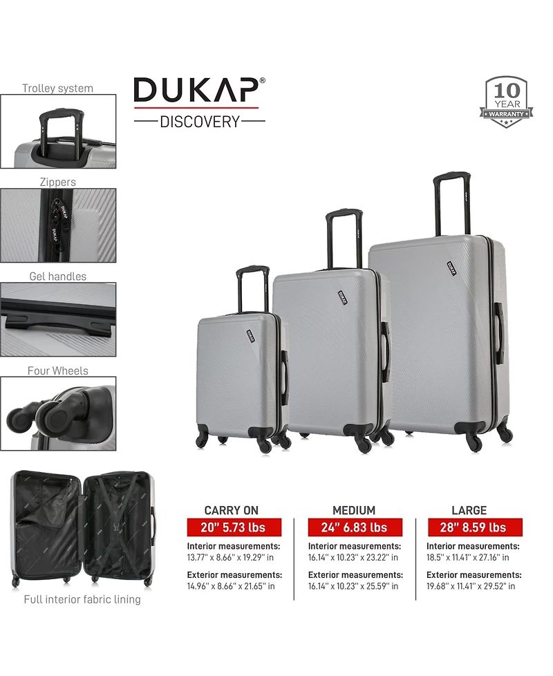 InUSA Discovery Lightweight Hardside Spinner Luggage Set, 3 piece