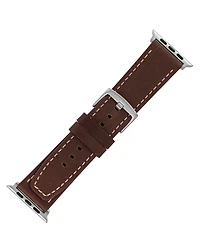 WITHit Smooth Brown Leather Band designed for Apple Watch 42mm (Series 1-3 only) & 44/45/46/49mm (Ultra & Ultra 2)