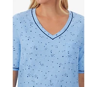 Cuddl Duds Printed Elbow-Sleeve Top & Capri Pants Pajama Set