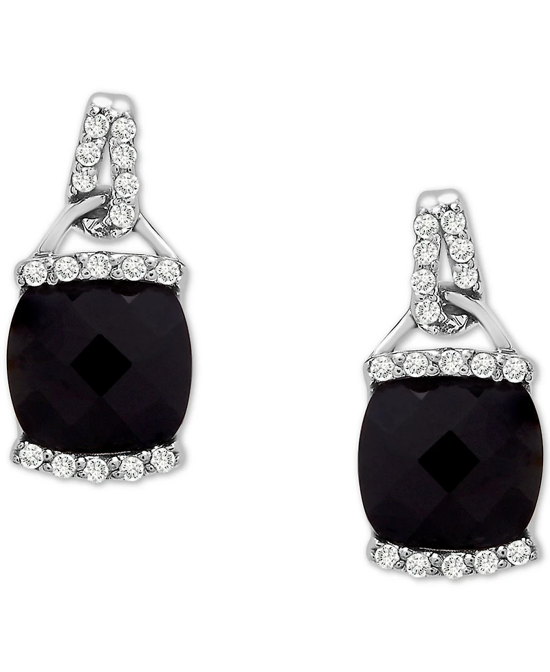 2-Pc. Set Onyx & Diamond (1/10 ct. tw.) Pendant Necklace & Matching Stud Earrings in Sterling Silver