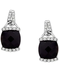 2-Pc. Set Onyx & Diamond (1/10 ct. tw.) Pendant Necklace & Matching Stud Earrings in Sterling Silver
