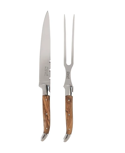 French Home Laguiole Olivewood Carving Knife and Fork Set.