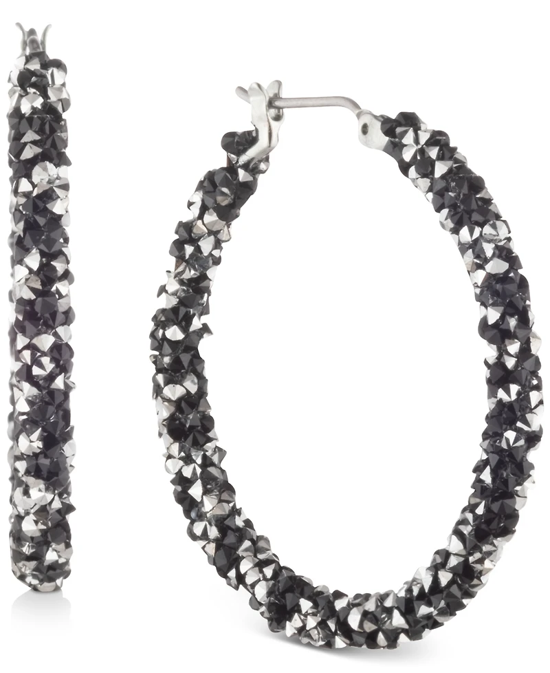 Karl Lagerfeld Paris Crystal Hoop Earrings, 1-1/4"