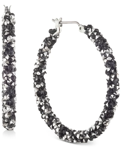Karl Lagerfeld Paris Crystal Hoop Earrings, 1-1/4"